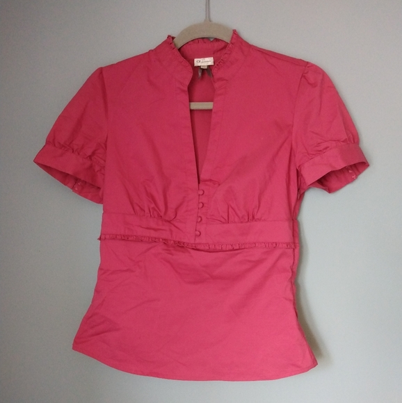 Pink Blouse with Short Cap Sleeves and Side ZIpper - Picture 1 of 5